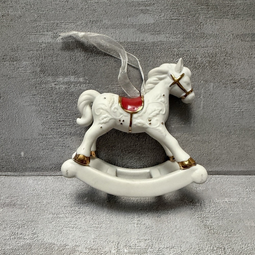 Hallmark Keepsake 2019 Baby's First Christmas Rocking Horse Porcelain Ornament - Picture 2 of 4